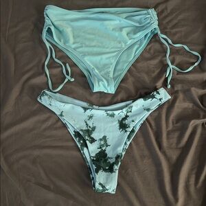 Zaful Light Blue and Dark Green Tie-Dye bikini bottoms